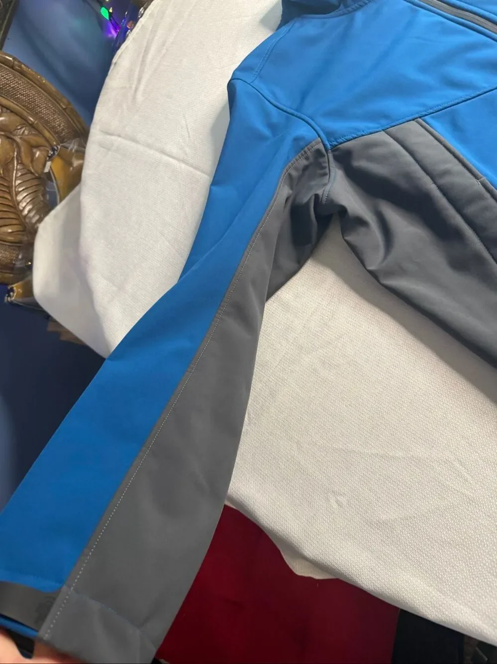 The North Face Blue Gray Soft Shell Full Zip Jacket Windbreaker Size XL
